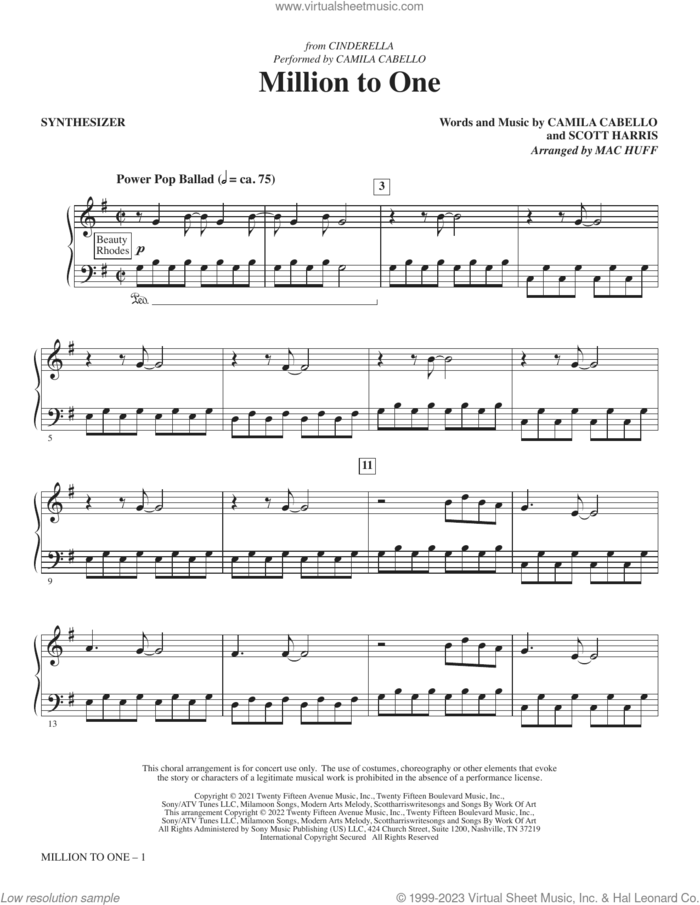 Million To One (from the Amazon Original Movie Cinderella) (arr. Mac Huff) (complete set of parts) sheet music for orchestra/band (Rhythm) by Mac Huff, Camila Cabello and Scott Harris, intermediate skill level