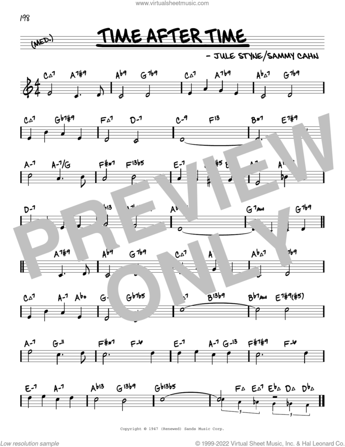 Time After Time (arr. David Hazeltine) sheet music for voice and other instruments (real book) by Sammy Cahn, David Hazeltine and Jule Styne, intermediate skill level