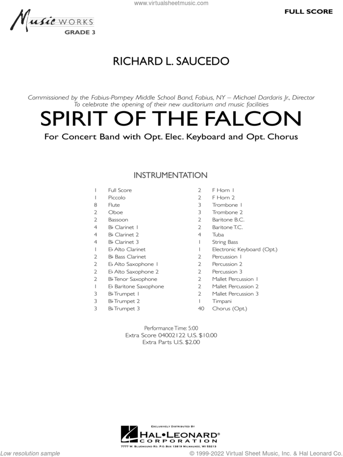 Spirit Of The Falcon (COMPLETE) sheet music for concert band by Richard L. Saucedo, intermediate skill level
