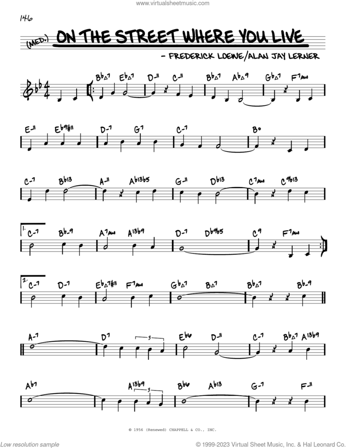 On The Street Where You Live (arr. David Hazeltine) sheet music for voice and other instruments (real book) by Alan Jay Lerner, David Hazeltine, Frederick Loewe and Lerner & Loewe, intermediate skill level