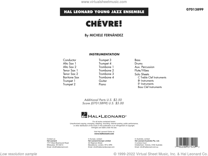 Chevre! (COMPLETE) sheet music for jazz band by Michele Fernández, intermediate skill level