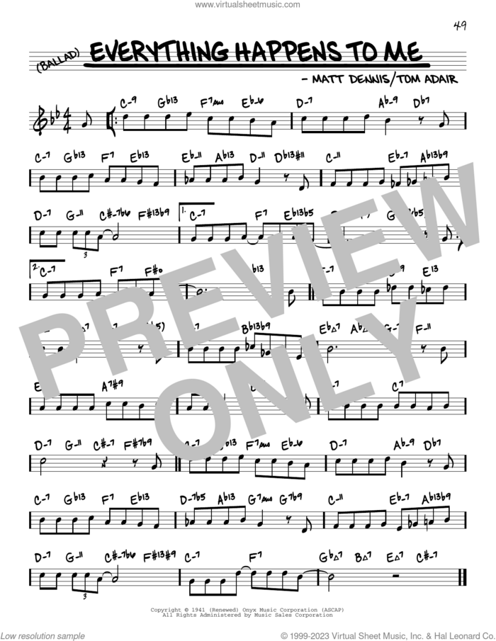 Everything Happens To Me (arr. David Hazeltine) sheet music for voice and other instruments (real book) by Frank Sinatra, David Hazeltine, Matt Dennis and Tom Adair, intermediate skill level
