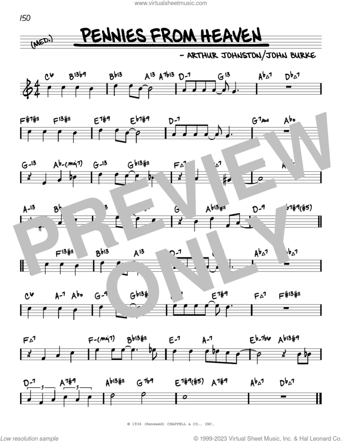 Pennies From Heaven (arr. David Hazeltine) sheet music for voice and other instruments (real book) by Bing Crosby, David Hazeltine, Arthur Johnston and John Burke, intermediate skill level