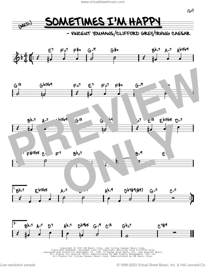 Sometimes I'm Happy (arr. David Hazeltine) sheet music for voice and other instruments (real book) by Vincent Youmans, David Hazeltine, Clifford Grey and Irving Caesar, intermediate skill level