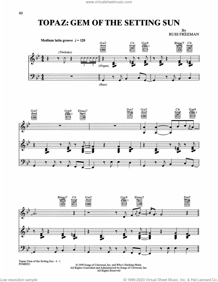 Topaz: Gem Of The Setting Sun sheet music for guitar solo by The Rippingtons and Russ Freeman, intermediate skill level