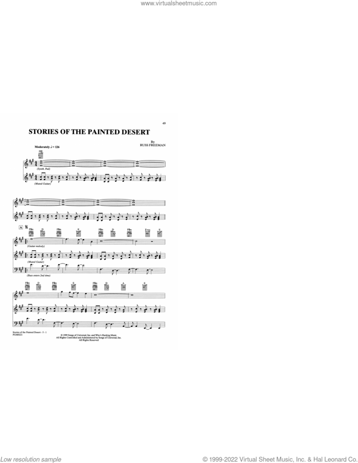 Stories Of The Painted Desert sheet music for guitar solo by The Rippingtons and Russ Freeman, intermediate skill level