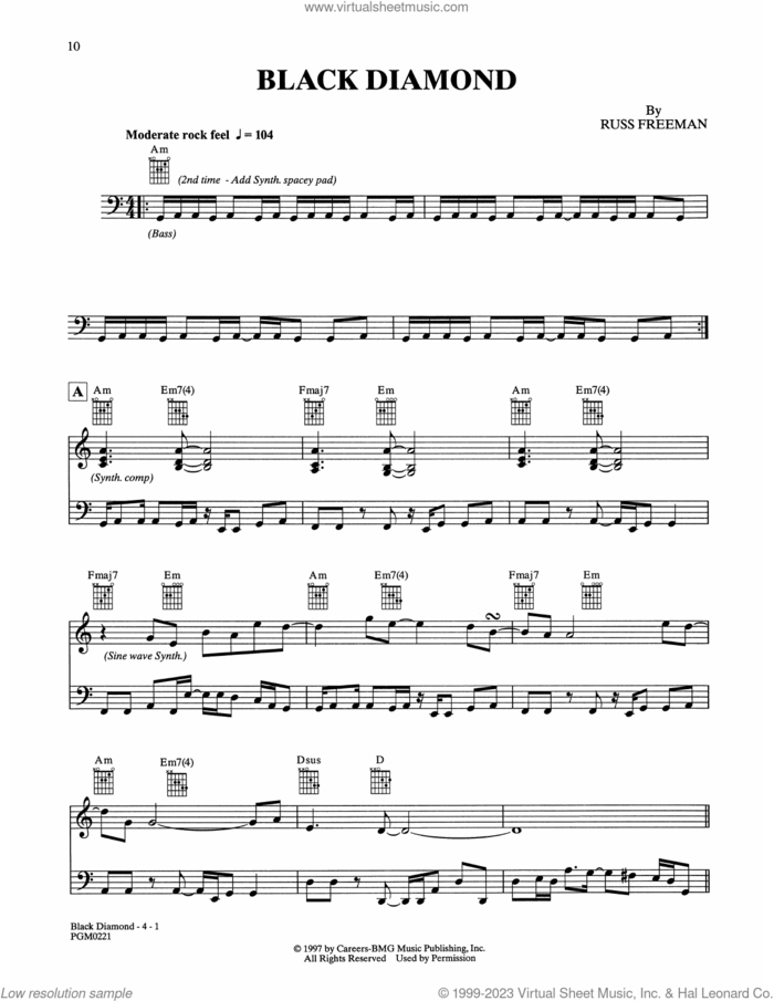 Black Diamond sheet music for guitar solo by The Rippingtons and Russ Freeman, intermediate skill level
