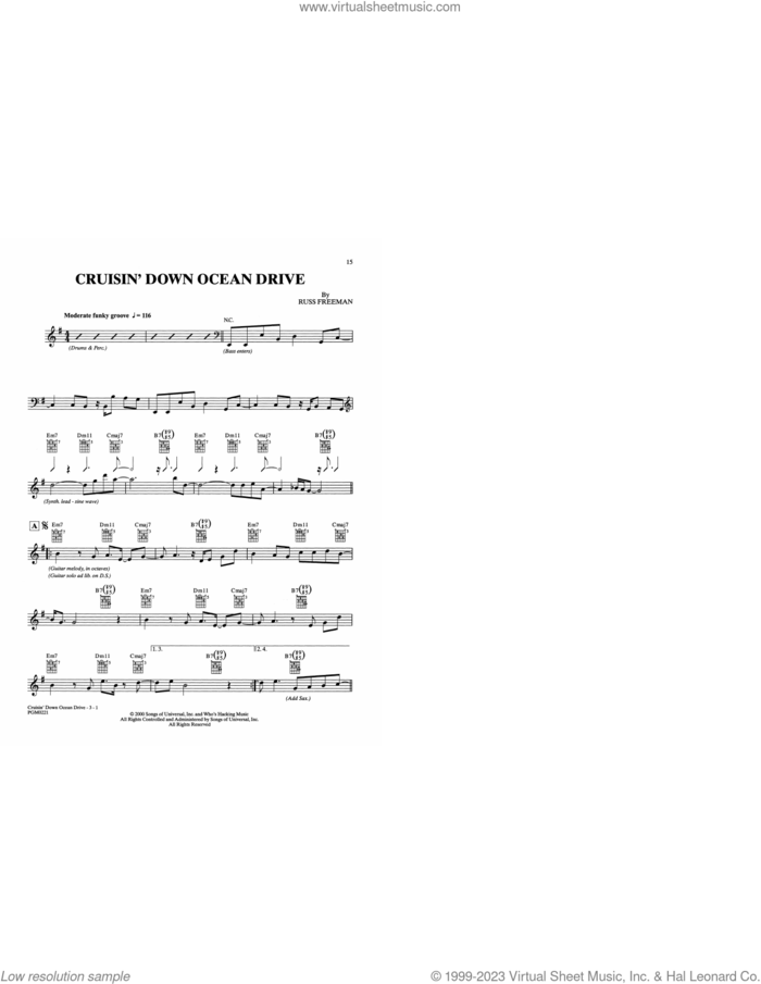 Cruisin' Down Ocean Drive sheet music for guitar solo by The Rippingtons and Russ Freeman, intermediate skill level