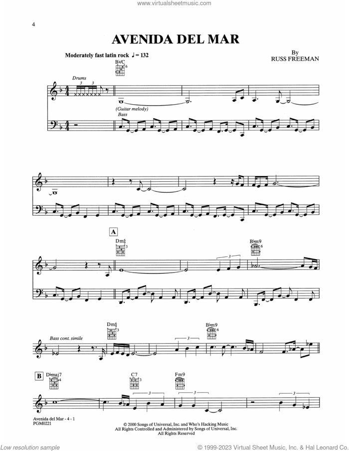Avenida Del Mar sheet music for guitar solo by The Rippingtons and Russ Freeman, intermediate skill level