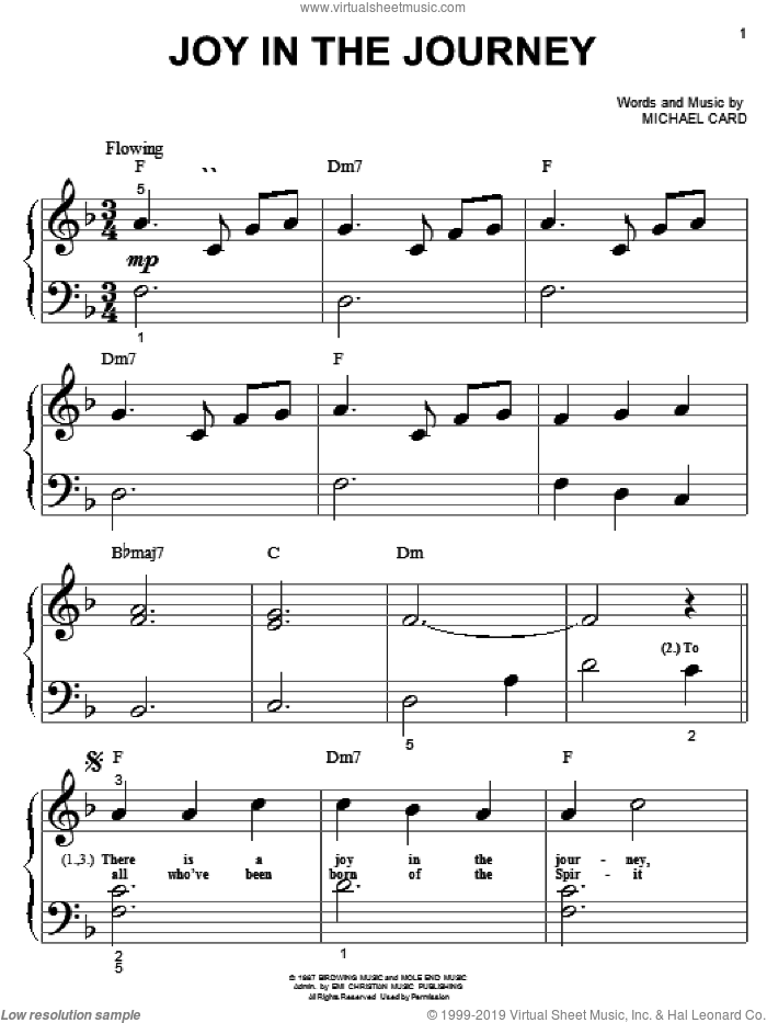 Joy In The Journey sheet music for piano solo (big note book) by Michael Card, easy piano (big note book)