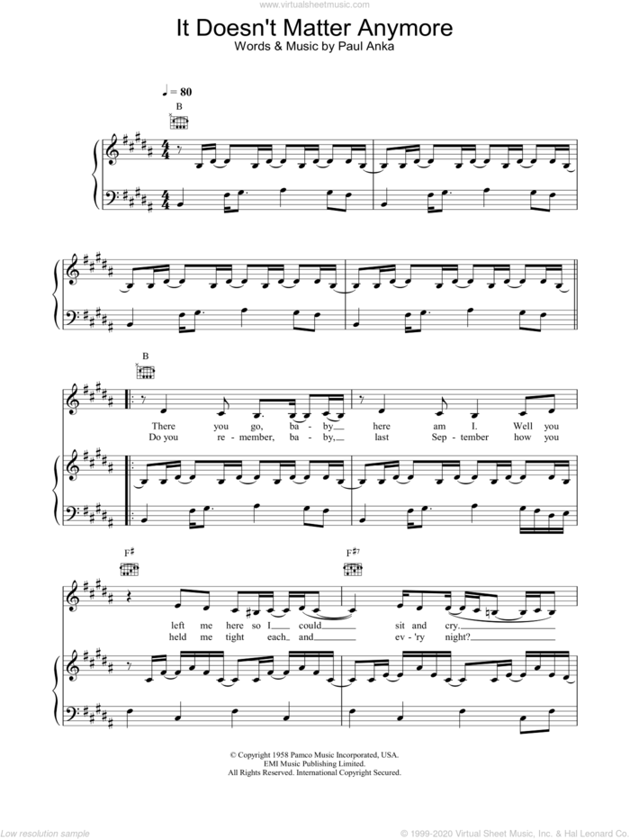 It Doesn't Matter Anymore sheet music for voice, piano or guitar by Eva Cassidy, intermediate skill level