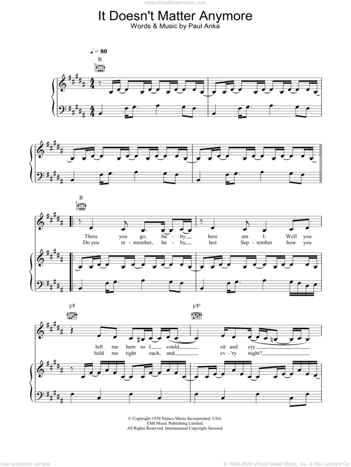 It Doesn't Matter Anymore sheet music for voice, piano or guitar by Eva Cassidy, intermediate skill level