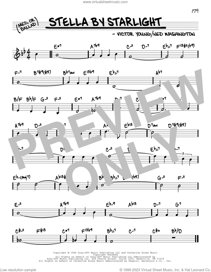 Stella By Starlight (arr. David Hazeltine) sheet music for voice and other instruments (real book) by Ned Washington, David Hazeltine and Victor Young, intermediate skill level