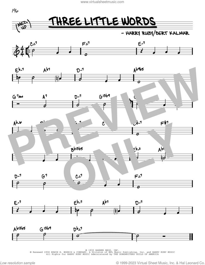 Three Little Words (arr. David Hazeltine) sheet music for voice and other instruments (real book) by Harry Ruby, David Hazeltine and Bert Kalmar, intermediate skill level