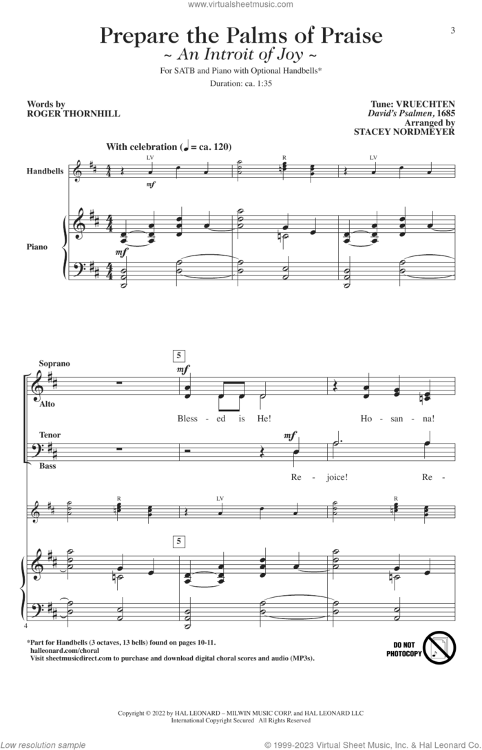 Prepare The Palms Of Praise (An Introit Of Joy) (arr. Stacey Nordmeyer) sheet music for choir (SATB: soprano, alto, tenor, bass) by Roger Thornhill, Stacey Nordmeyer and Tune: VREUCHTEN, intermediate skill level