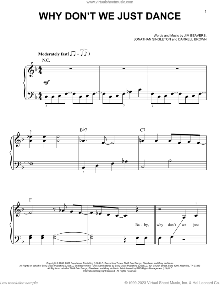 Why Don't We Just Dance sheet music for piano solo by Josh Turner, Darrell Brown, Jim Beavers and Jonathan Singleton, beginner skill level