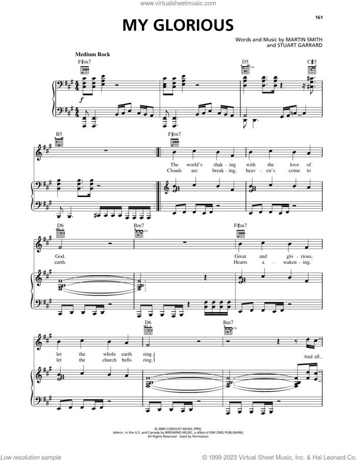 My Glorious sheet music for voice, piano or guitar by Delirious?, Martin Smith and Stuart Garrard, intermediate skill level