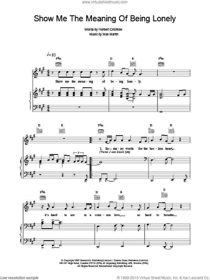 Show Me The Meaning Of Being Lonely sheet music for voice, piano or guitar by Backstreet Boys, intermediate skill level
