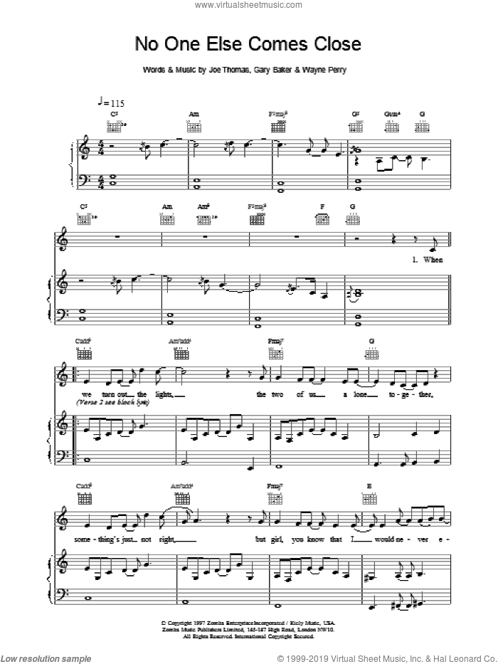 No One Else Comes Close sheet music for voice, piano or guitar by Backstreet Boys, intermediate skill level