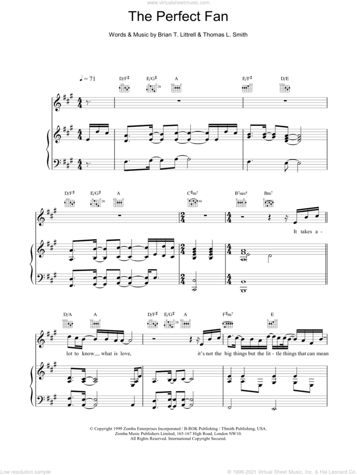 The Perfect Fan sheet music for voice, piano or guitar by Backstreet Boys, intermediate skill level