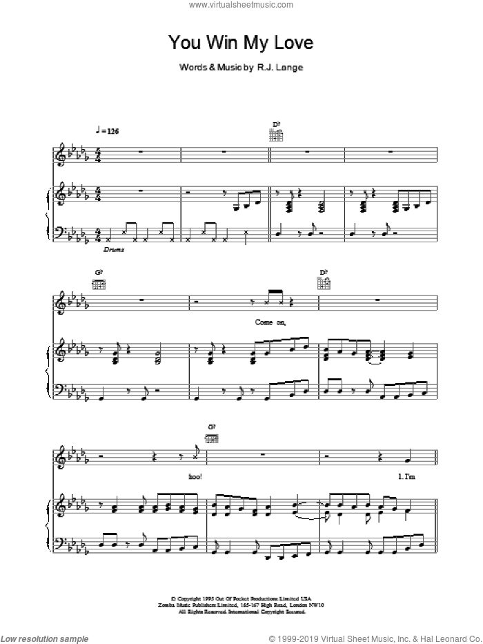 You Win My Love sheet music for voice, piano or guitar by Shania Twain, intermediate skill level