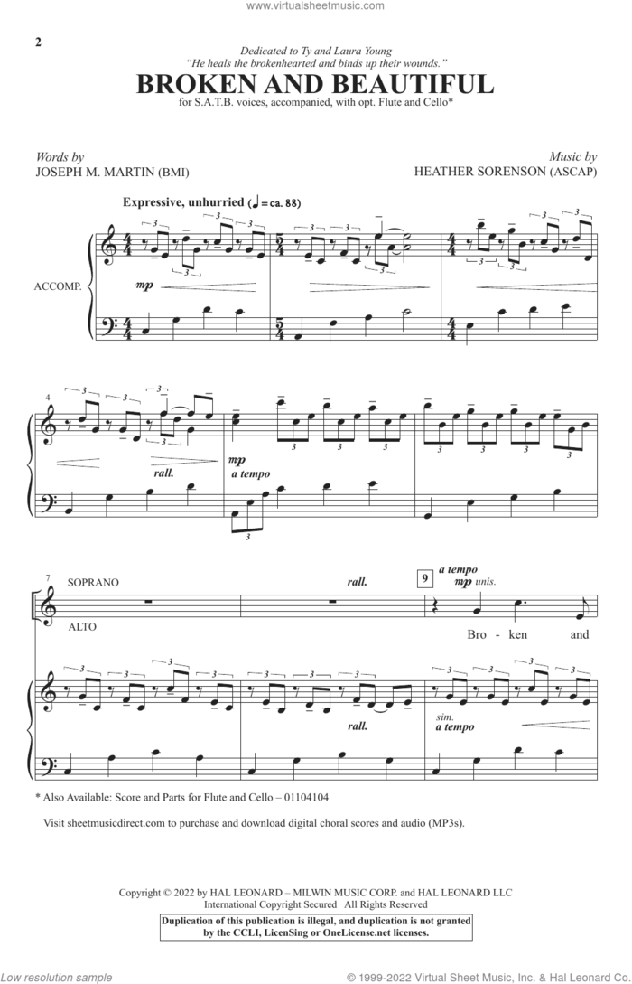 Broken And Beautiful sheet music for choir (SATB: soprano, alto, tenor, bass) by Heather Sorenson and Joseph M. Martin and Heather Sorenson and Joseph M. Martin, intermediate skill level