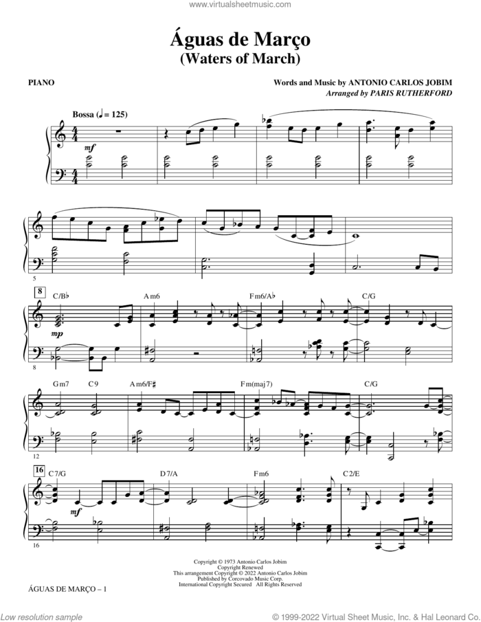 Aguas De Marco (Waters Of March) (arr. Paris Rutherford) (complete set of parts) sheet music for orchestra/band (Rhythm) by Antonio Carlos Jobim and Paris Rutherford, intermediate skill level