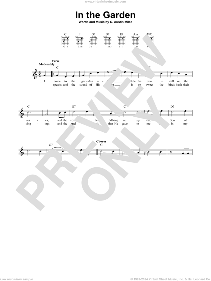 In The Garden sheet music for guitar solo (chords) by C. Austin Miles, easy guitar (chords)