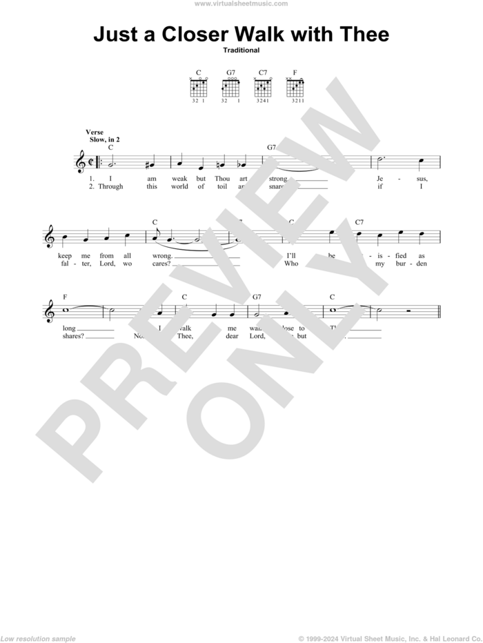 Just A Closer Walk With Thee sheet music for guitar solo (chords) by Kenneth Morris and Miscellaneous, easy guitar (chords)