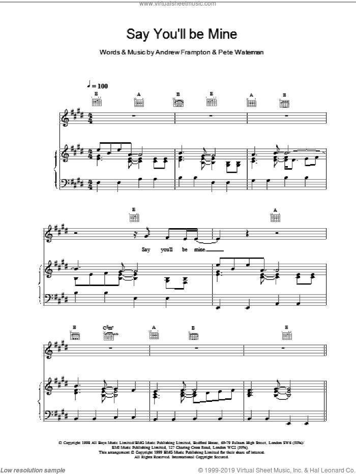 Say Youll Be Mine sheet music for voice, piano or guitar by Steps, intermediate skill level