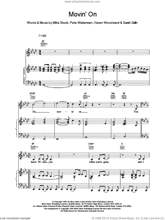 Movin On sheet music for voice, piano or guitar by Steps, intermediate skill level