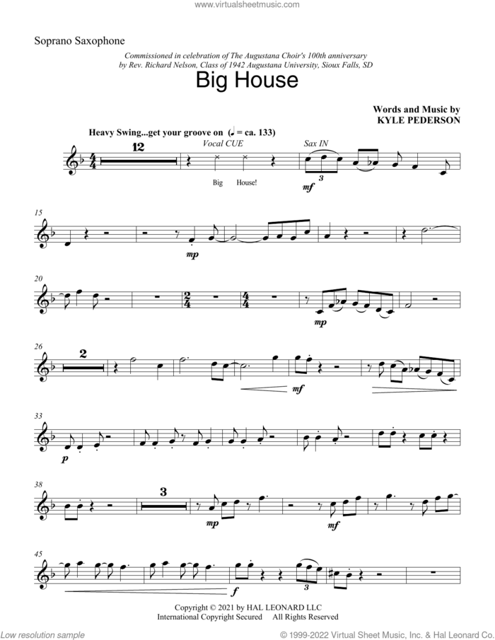 Big House (complete set of parts) sheet music for orchestra/band (Instrumental Accompaniment) by Kyle Pederson, intermediate skill level