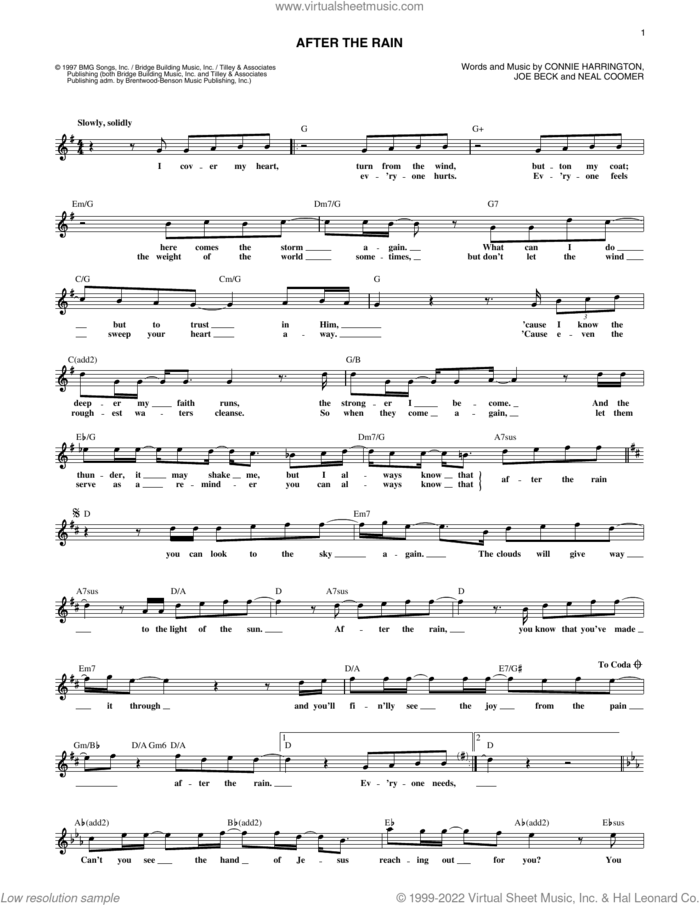 After The Rain sheet music for voice and other instruments (fake book) by Aaron & Jeoffrey, Connie Harrington, Joe Beck and Neal Coomer, intermediate skill level