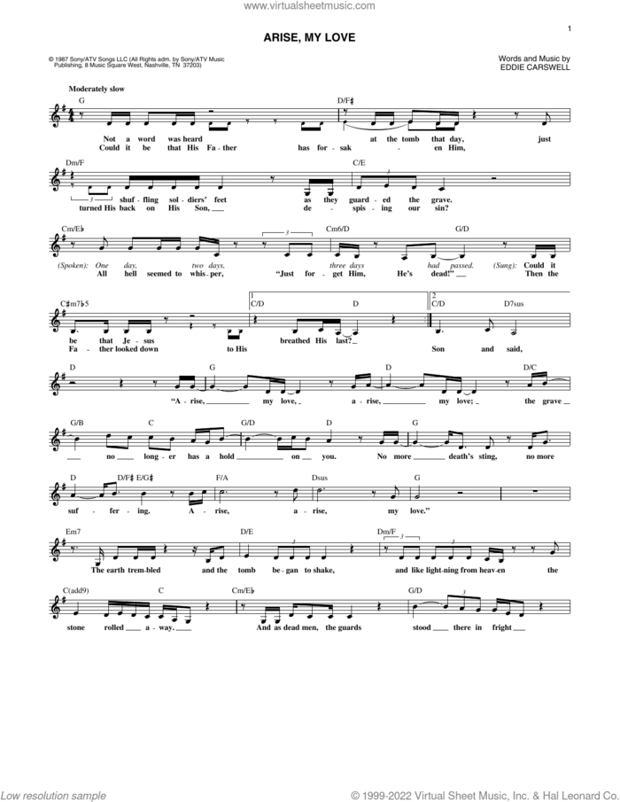 Arise, My Love sheet music for voice and other instruments (fake book) by Newsong and Eddie Carswell, intermediate skill level