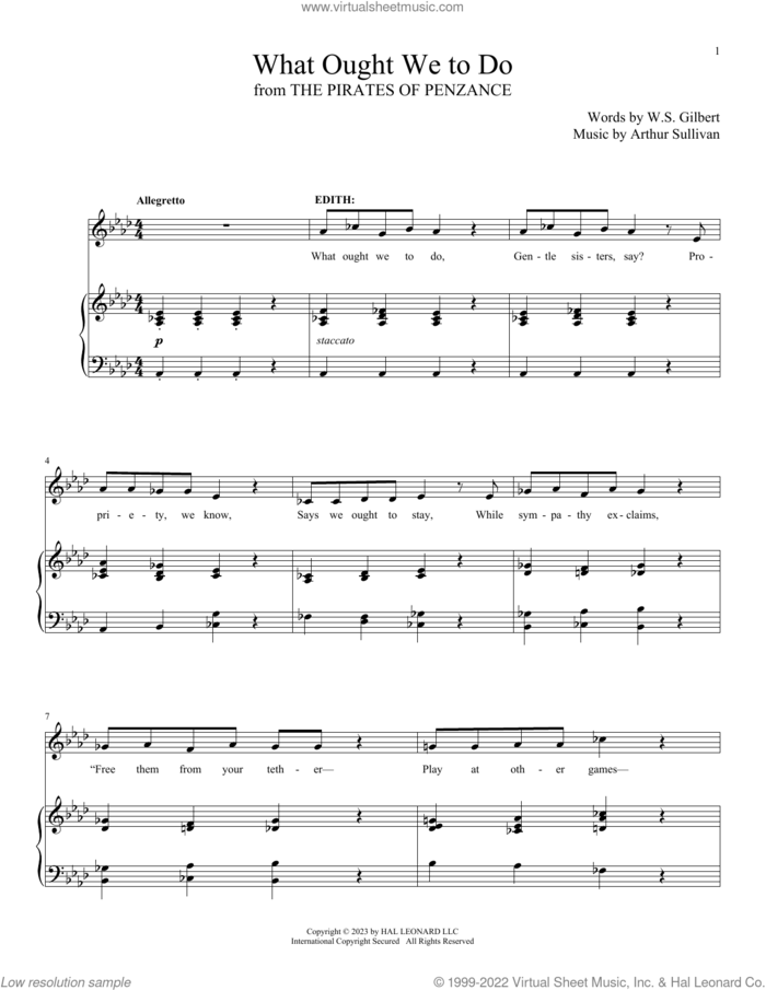 What Ought We To Do (from The Pirates Of Penzance) sheet music for voice and piano by Gilbert & Sullivan, Arthur Sullivan and William S. Gilbert, intermediate skill level