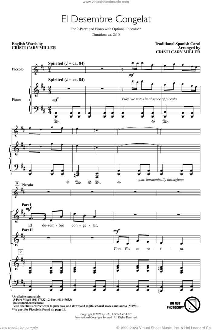 El Desembre Congelat (arr. Cristi Cary Miller) sheet music for choir (2-Part)  and Cristi Cary Miller, intermediate duet
