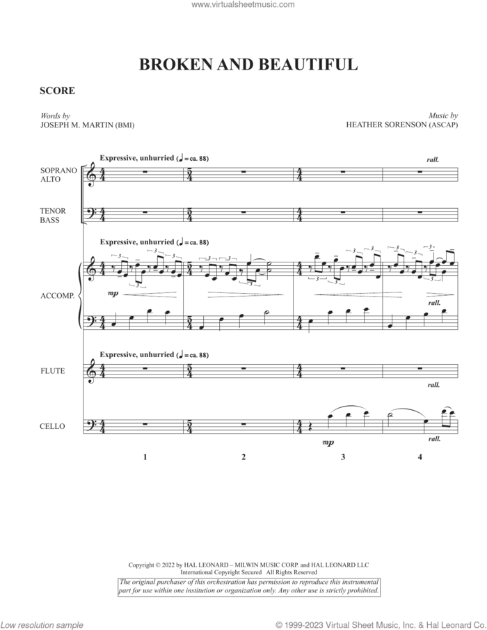 Broken And Beautiful (COMPLETE) sheet music for orchestra/band by Joseph M. Martin, Heather Sorenson and Joseph M. Martin and Heather Sorenson, intermediate skill level