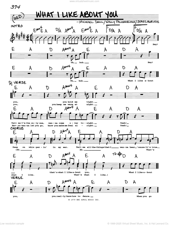 What I Like About You sheet music (real book with lyrics) (PDF)