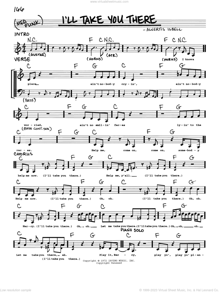 I'll Take You There sheet music for voice and other instruments (real book with lyrics) by The Staple Singers, BeBe and CeCe Winans and Alvertis Isbell, intermediate skill level