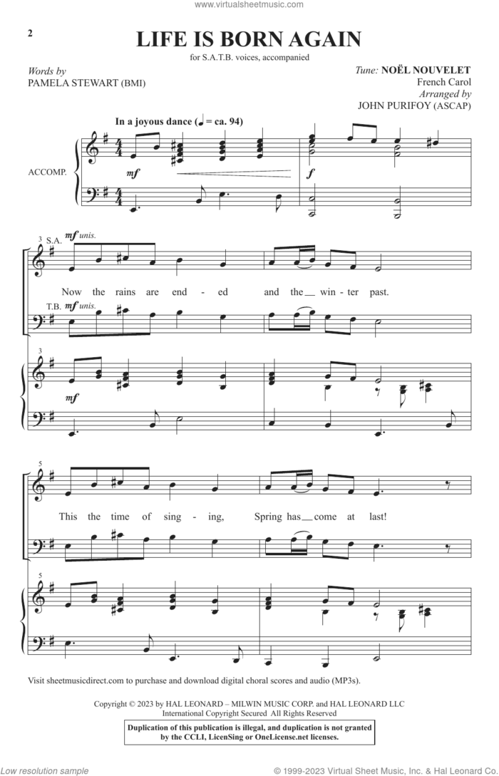 Life Is Born Again sheet music for choir (SATB: soprano, alto, tenor, bass) by John Purifoy and Pamela Stewart, intermediate skill level