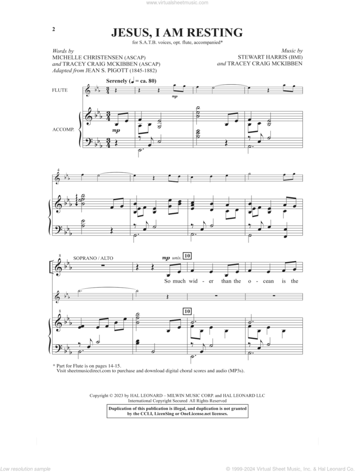 Jesus, I Am Resting sheet music for choir (SATB: soprano, alto, tenor, bass) by Michelle Christensen and Tracey Craig McKibben and Stewart Harris, Michelle Christensen, Stewart Harris and Tracey Craig McKibben, intermediate skill level