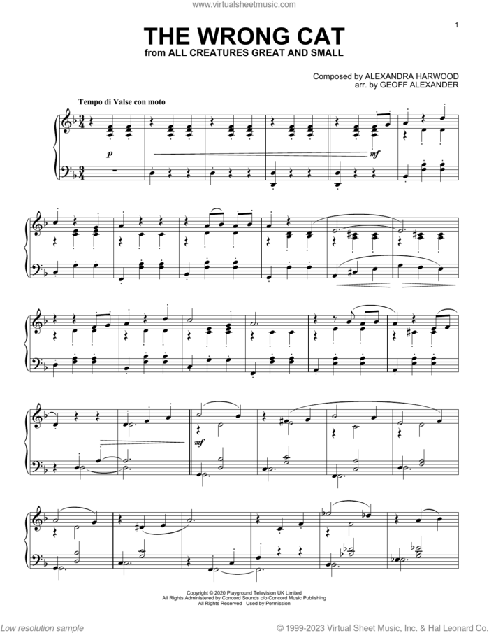 The Wrong Cat (from All Creatures Great And Small) sheet music for piano solo by Alexandra Harwood, intermediate skill level
