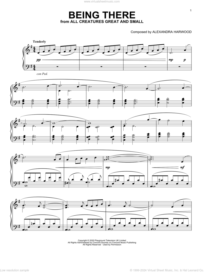 Being There (from All Creatures Great And Small) sheet music for piano solo by Alexandra Harwood, intermediate skill level