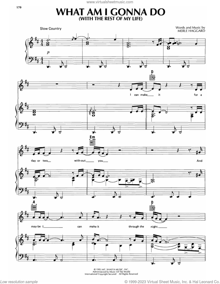 What Am I Gonna Do (With The Rest Of My Life) sheet music for voice, piano or guitar by Merle Haggard, intermediate skill level