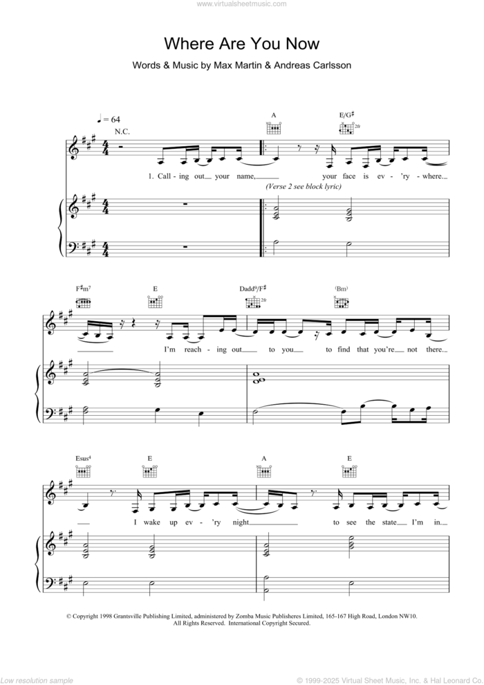 Where Are You Now sheet music for voice, piano or guitar by Britney Spears, intermediate skill level