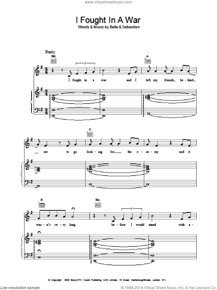 I Fought In A War sheet music for voice, piano or guitar, intermediate skill level