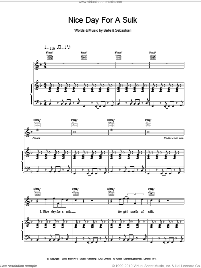 Nice Day For A Sulk sheet music for voice, piano or guitar, intermediate skill level