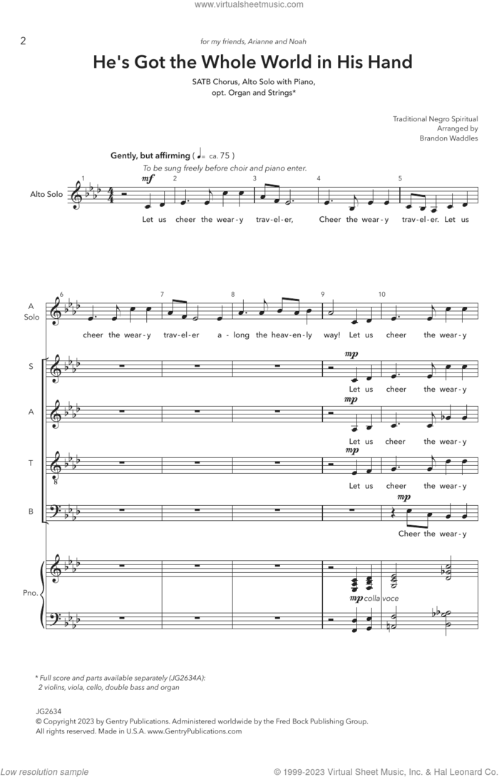 He's Got The Whole World In His Hands (arr. Brandon Waddles) sheet music for choir (SATB: soprano, alto, tenor, bass) by Traditional Negro Spiritual and Brandon Waddles, intermediate skill level