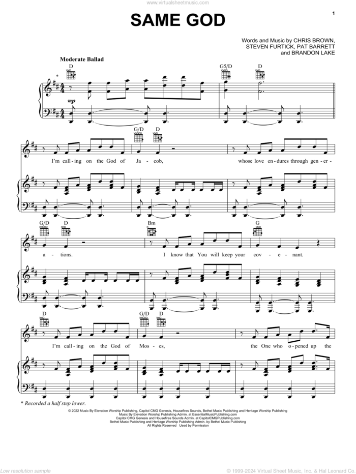 Same God sheet music for voice, piano or guitar (PDF-interactive)