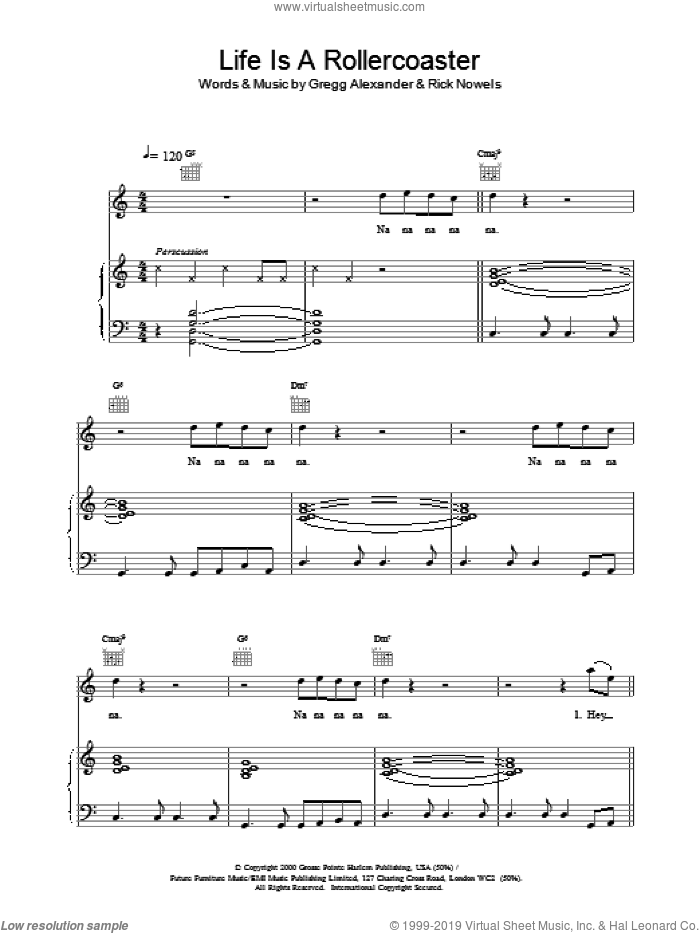 Life is a Rollercoaster sheet music for voice, piano or guitar by Ronan Keating, intermediate skill level